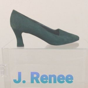 Women's J. Renee Green Suede Pumps 2.5 inch Kitten‎ High Heel Shoes Size 9.5M